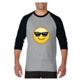 thumbnail image 1 of MmF - Mens Raglan Sleeve Baseball T-Shirts, up to Size 3XL - Emoji with Sunglasses, 1 of 4