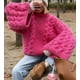 thumbnail image 3 of Suéter de punto de línea gruesa y suelta para mujer, cuello redondo, manga farol, prendas de punto, otoño e invierno, jersey liso que combina con todo, jerséis de moda, 3 of 5