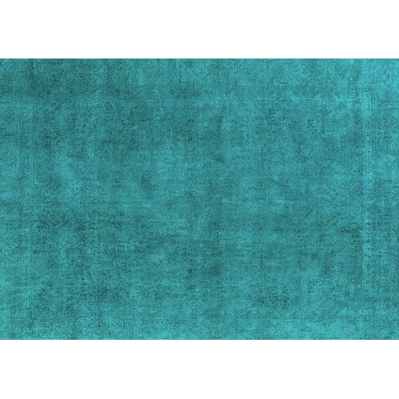 Ahgly Company Machine Washable Indoor Rectangle Oriental Turquoise Blue Industrial Area Rugs, 5' x 7'
