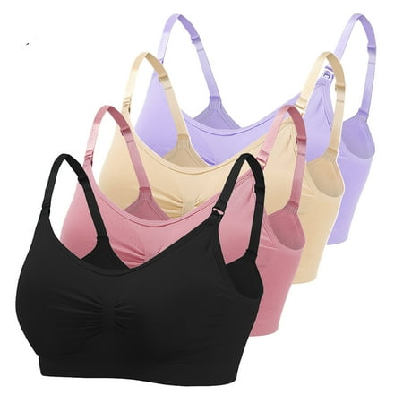 

GWAABD Hot Babe Clothing Maternity 4Pcs Breastfeeding Women Multicolor and Sleeping Bra Bra for
