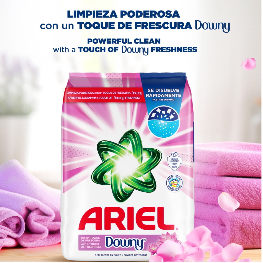 (2 pack) Ariel Laundry Detergent Powder, Touch of Downy Freshness, 4.3 kg, 96 Loads