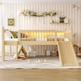 thumbnail image 4 of CZBZ Twin Solid Wood Low Loft Bed with Storage Shelves & LED Lights, Natural Pine Wood High Sleeper with Full-Length Guardrails, 350LBS Capacity, No Box Spring Needed, Easy Assembly, Noise Free, 4 of 11