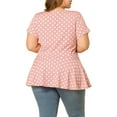 thumbnail image 3 of Agnes Orinda Women's Plus Size Valentines Day Tops Peplum Hem Short Sleeve Summer Polka Dot Shirts Blouses 1X Pink, 3 of 8