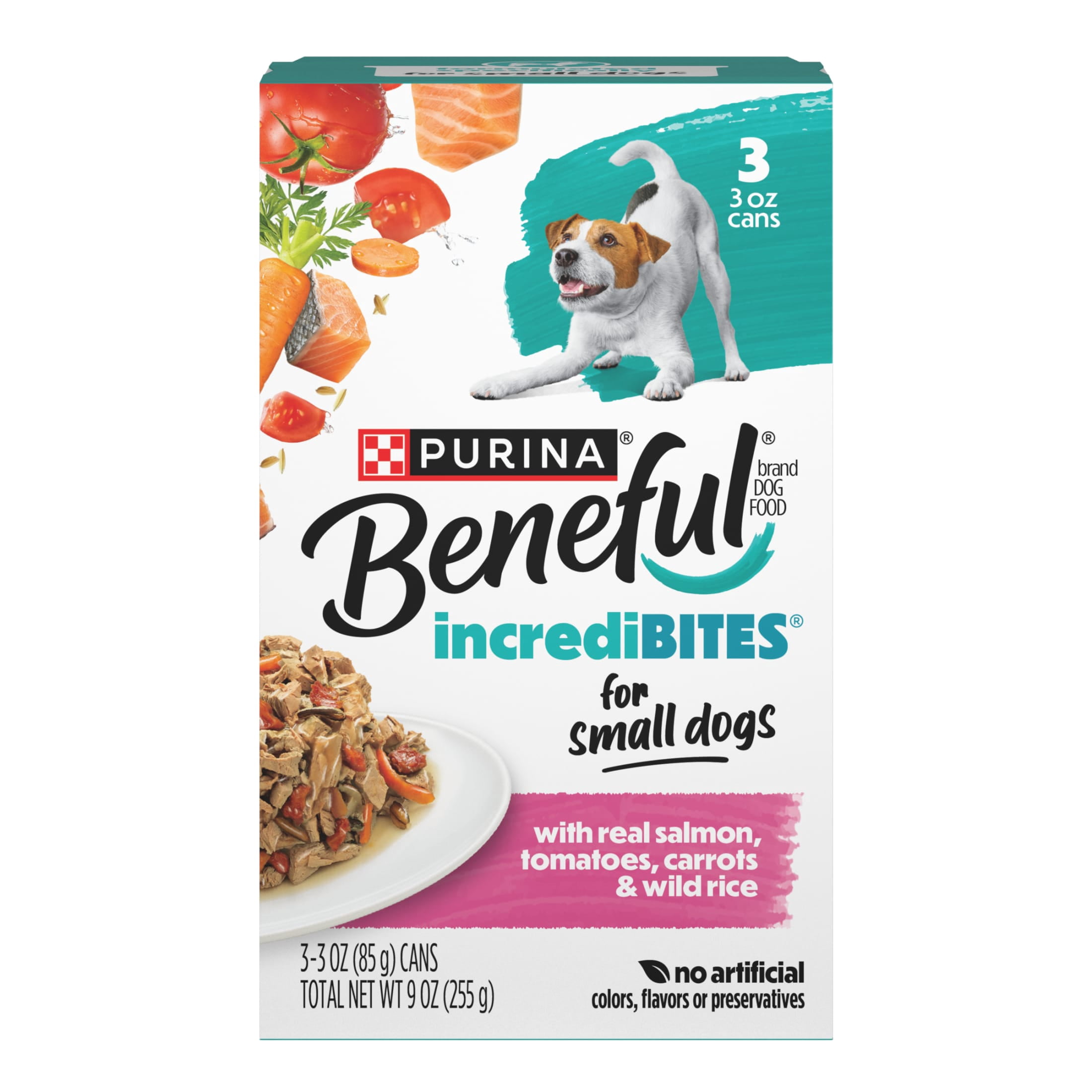 (6 pack) Purina Beneful Small Breed Wet Dog Food in Gravy, IncrediBites with Real Salmon, Rice & Vegetables, 3 oz Cans