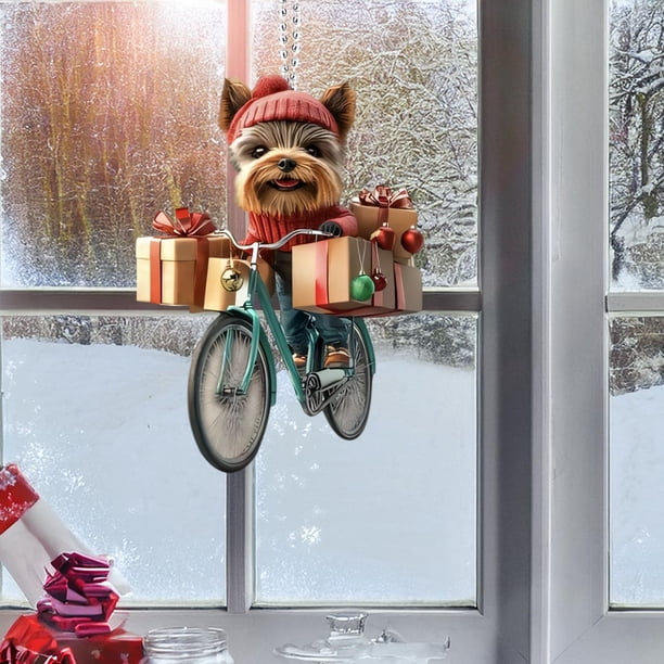 Ornements de Sapin de Noël Amusants Ornements de Noël Français pour Chien Ornement Suspendu Voiture Décoration de Noël Cadeau pour Amoureux des Chiens