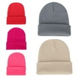 thumbnail image 2 of HEVIRGO Hommes Femmes Couleur Unie Bonnet Chaud en Laine Tricotée Bonnet Fluorescent à Revers, 2 of 10
