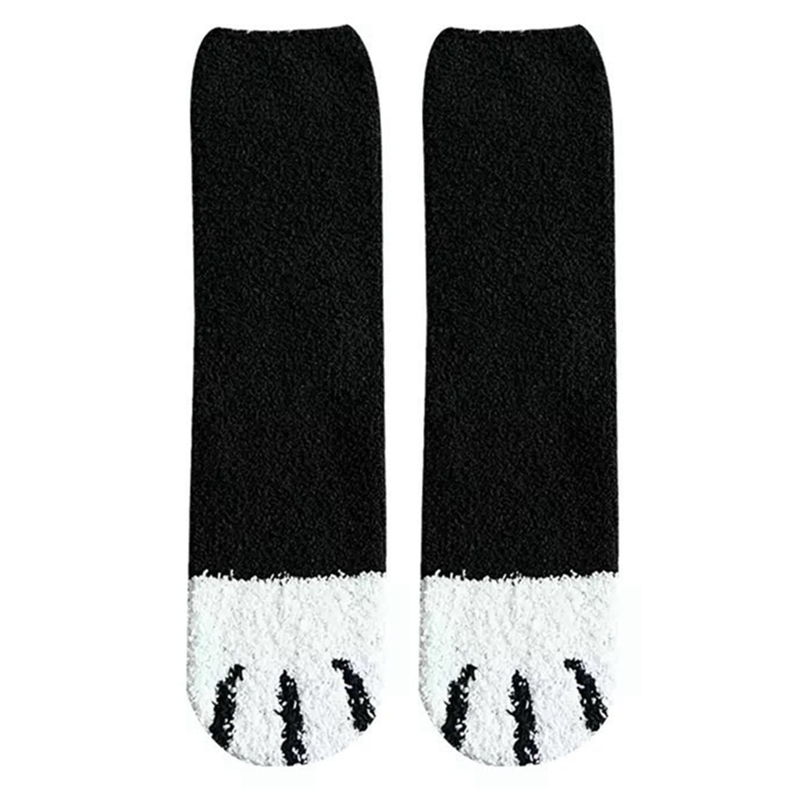 Women Girl Winter Warm Cotton Cat Paw Claw Coral Fleece Sleeper Ankle Socks 