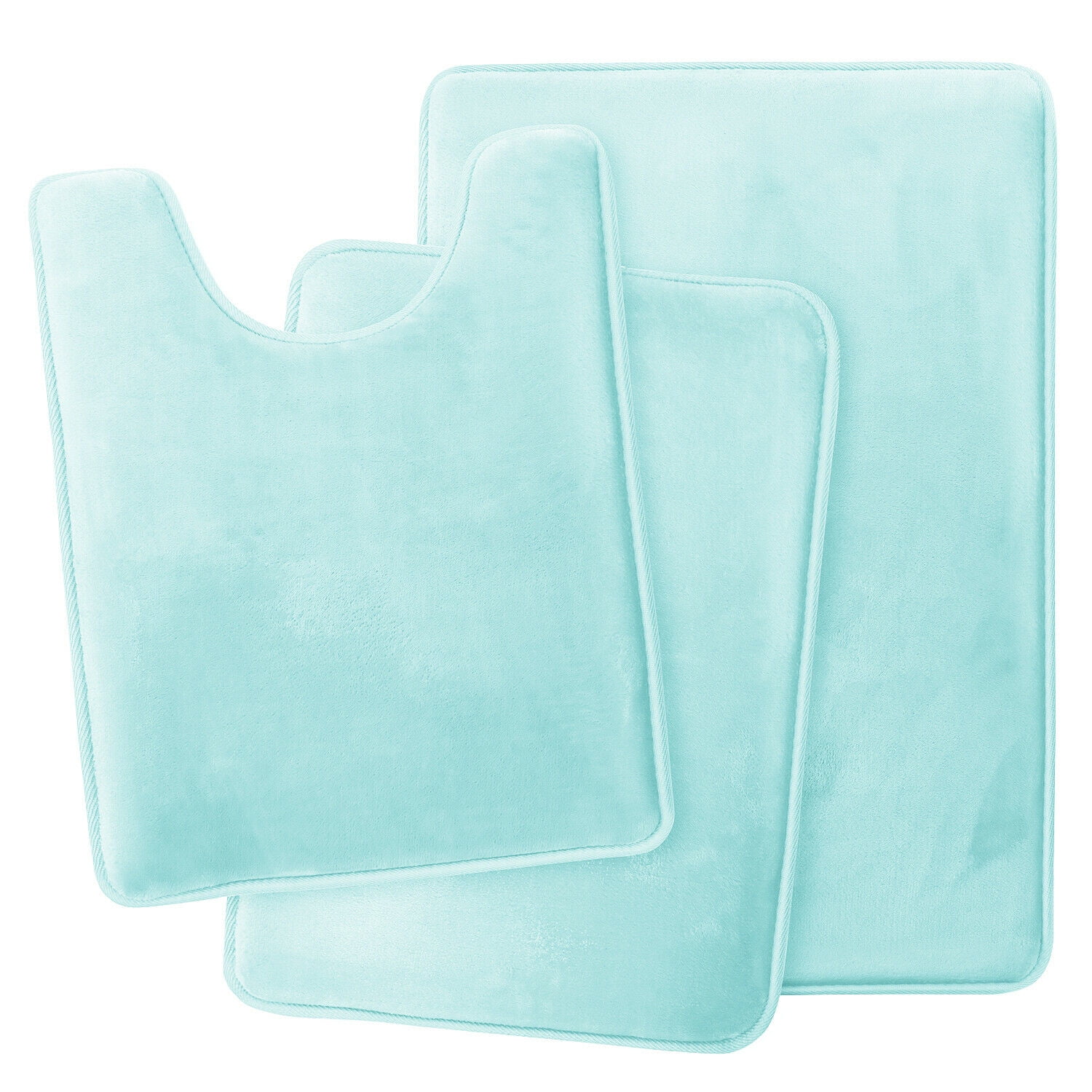 SAYFUT Memory Foam 3 PC Bathroom Rug Absorbent Bath Mat Set Small Large and Contour Rug
