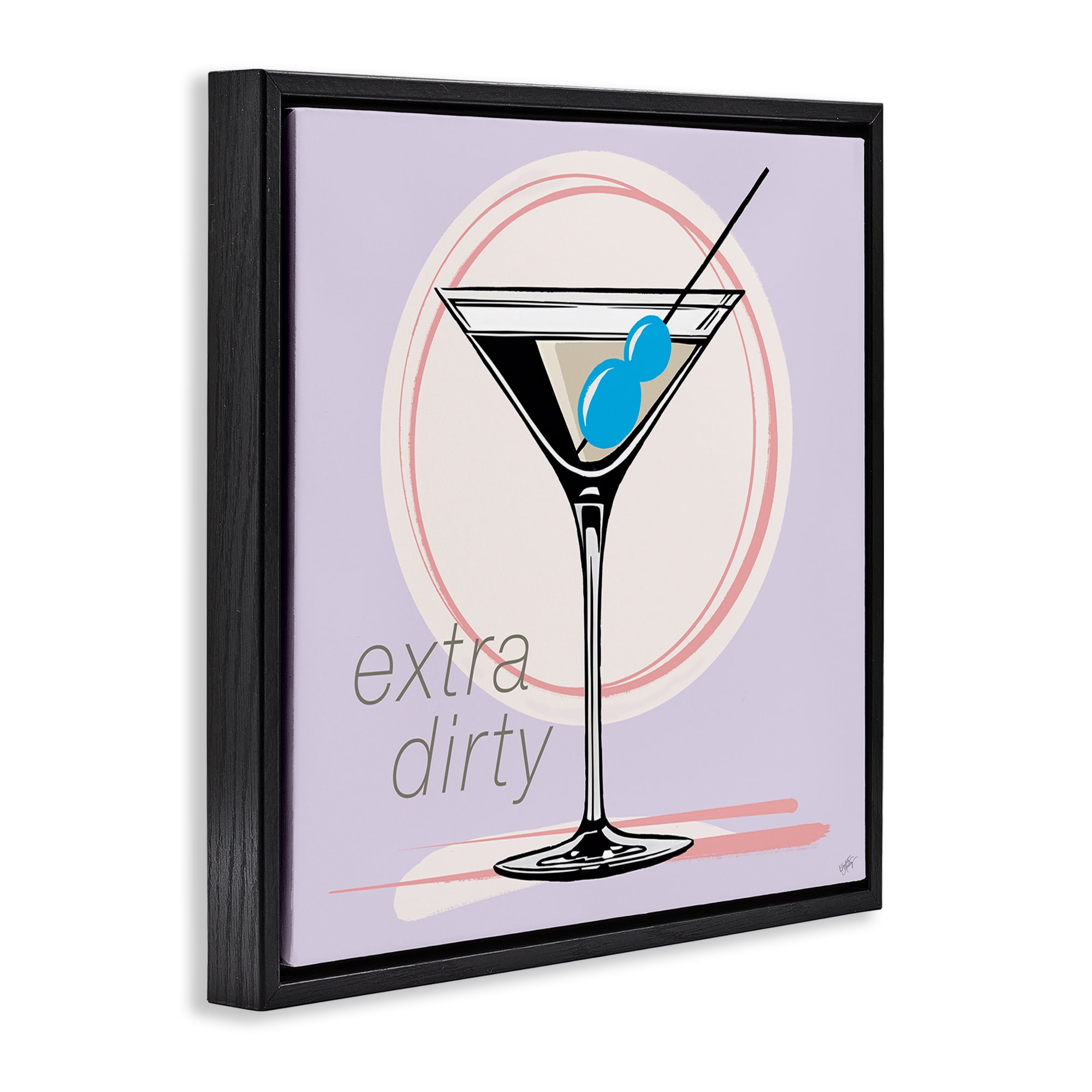 Stupell Industries Extra Dirty Martini Food & Beverage Painting Black Floater Framed Canvas Art Print Wall Art, 18 x 18