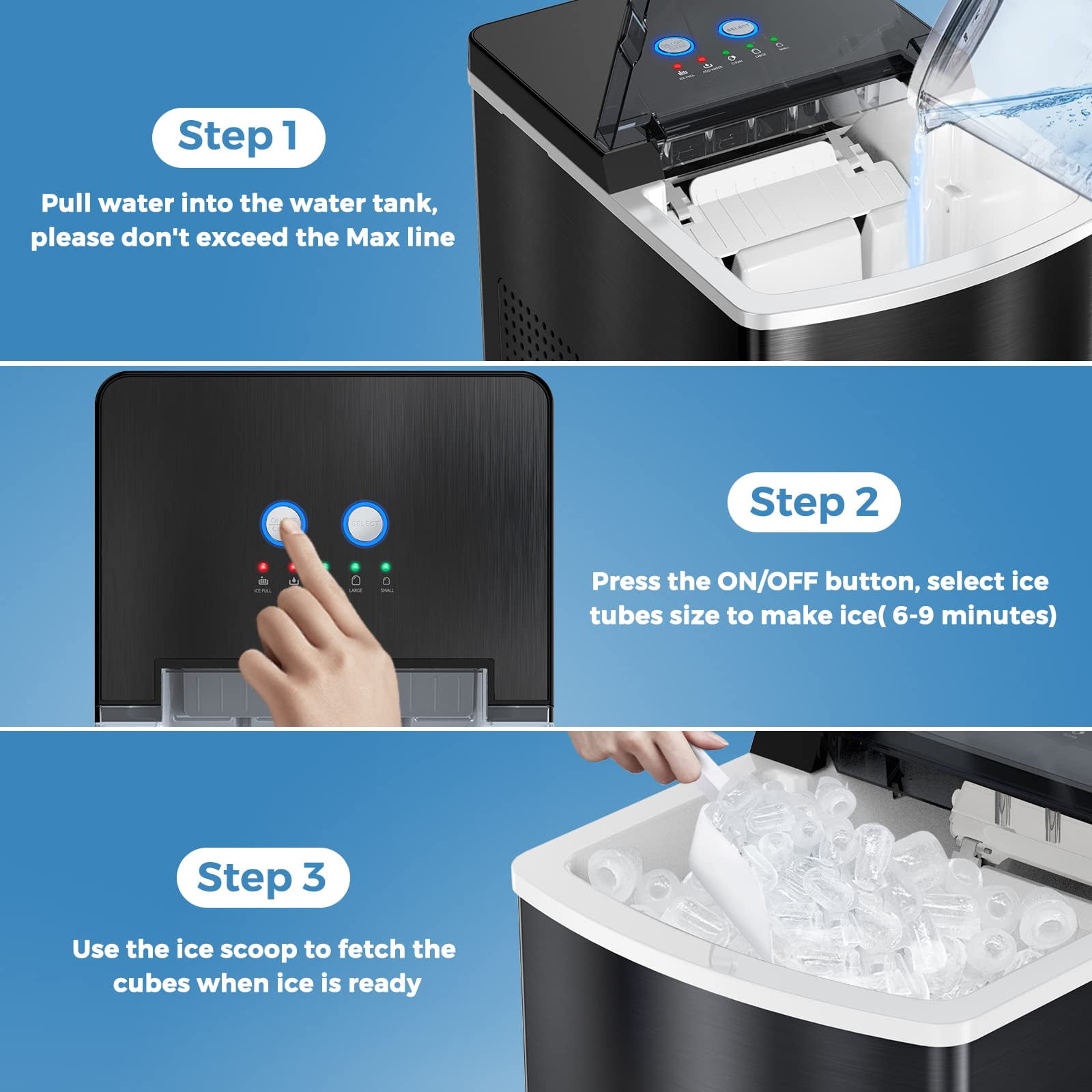 Freezimer DreamiceX1 Ice Makers Countertop Self-Cleaning, Portable Ice  Maker Machine Countertop, 9 Cubes Ready in 7-10 Mins - AliExpress