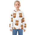 thumbnail image 3 of Kids' Hooded Pullover Sweatshirt Casual Tops Long Sleeve Print Hoodies Pocket Cute Yaks Cow Pattern, 3 of 9