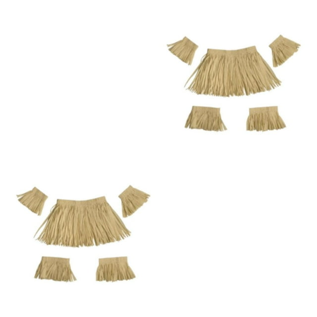 Thinsony 5 Jupes Hawaïennes Colorées pour Célébration à Thème Tropical Papier Raphia 2Ensemble