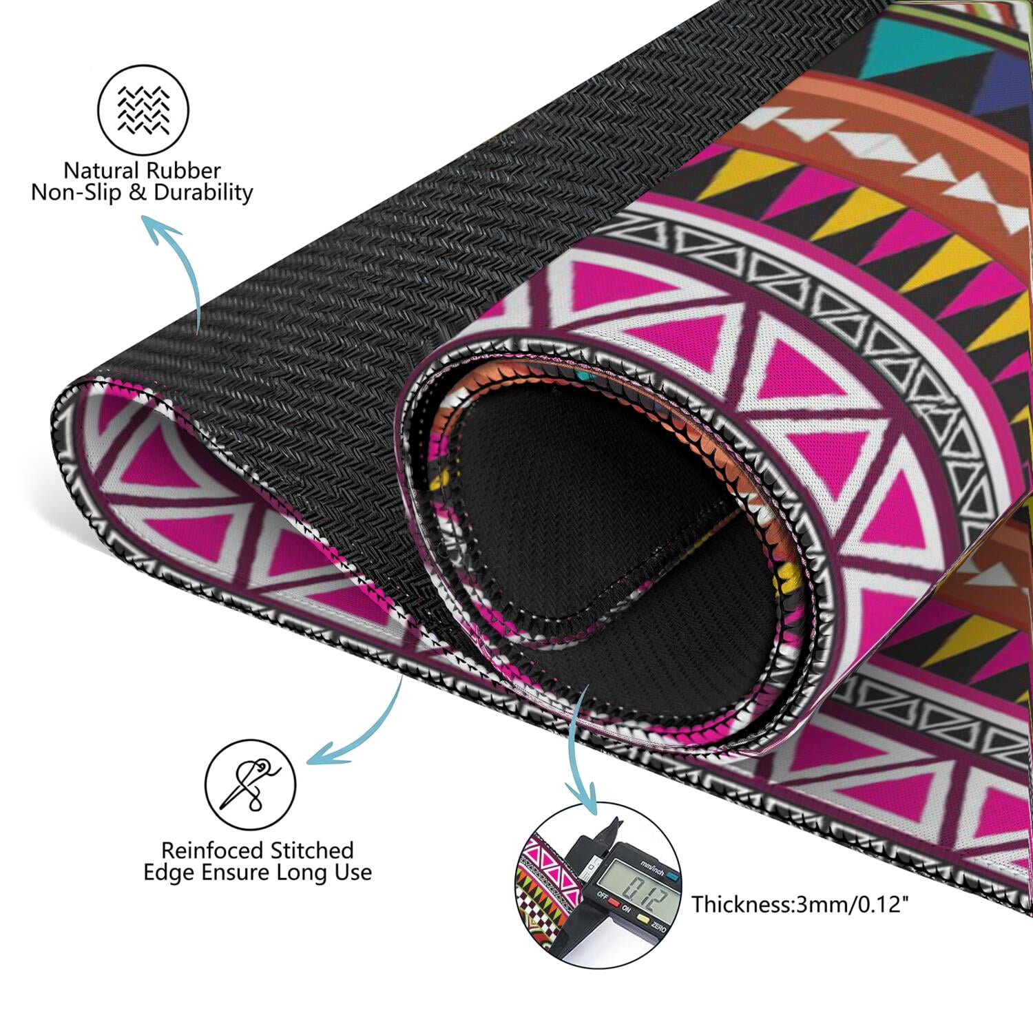 31.5x31.5 Boho Style Mahjong Table Pad, Anti-Slip Rubber Game Mat with Noise Reduction for Tiles, Multi-Functional Mat for Card Games Board Games and Parties