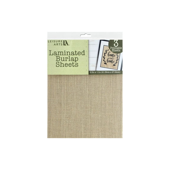 Leisure Arts Jute Burlap Sheet Laminated 8.5"X 11" Natural 3Pc - Durable Burlap Paper For Crafts, Diy Projects, And Rustic Décor - Versatile Laminated Sheet Pack
