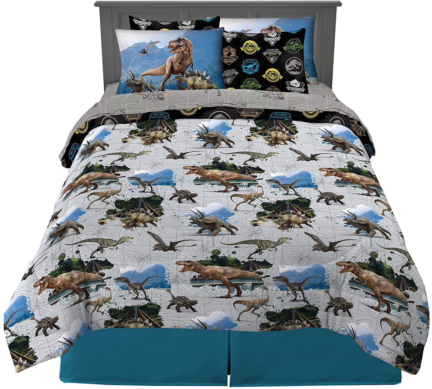 Jurassic World Jungle Single Double Quilt Duvet Cover Kids Dinosaur Bedding New