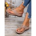 thumbnail image 1 of 2023 Fashionable And Comfortable Pink Flower Design Ladies' Wedge Heel Thick Bottom Flip Flops, 1 of 5