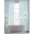 thumbnail image 5 of Daisy Flowers Sheer Curtains 96 Inch Length 2 Panels Set, Spring Floral Leaves Plants Light Blue Voile Window Treatment Semi Sheer Long Curtains Drapes for Bedroom/Living Room/Kitchen 52"x96"x2, 5 of 7