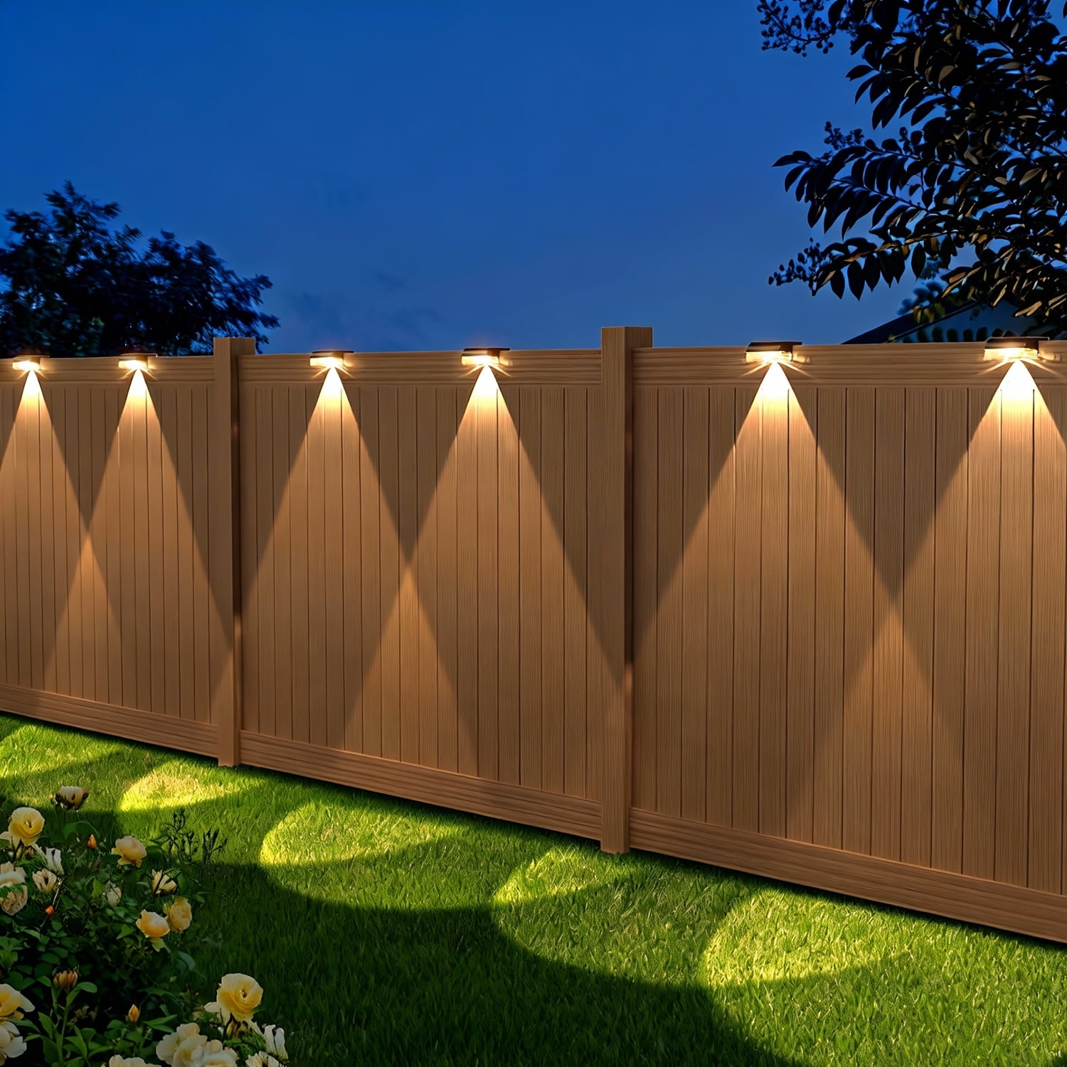 Solar Fence Lights Outdoor , Solar Step LED Lights Waterproof for Outdoor Stairs, Fence, Yard, Patio, Pool and Pathway(Warm White)