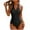 Black, variant on Womens One-Piece Swimsuit with Pleated Accents & Waist-Cinching Cut, Elasticated Form-Fitting Swimwear Black XL