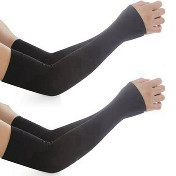 2 Pairs Unisex Arm Cooling Sleeves UV Protection Arm Sleeves for Men&Women,for Running, Cycling, Hiking, Golf(Black)