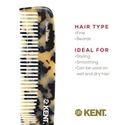 Kent 9T Fine Tooth and Wide Tooth Comb Detangler Hair Combs - Large Handmade and Saw-Cut Dressing Comb - Wet Hair Comb for Women and Durable Grooming Comb for Men Made in England