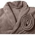 thumbnail image 5 of Mocassi Women’s Plush Fleece Spa Bathrobe, Shawl Collar and Pockets, Velvet Soft and Warm Long Robe - Medium, Taupe, 5 of 5