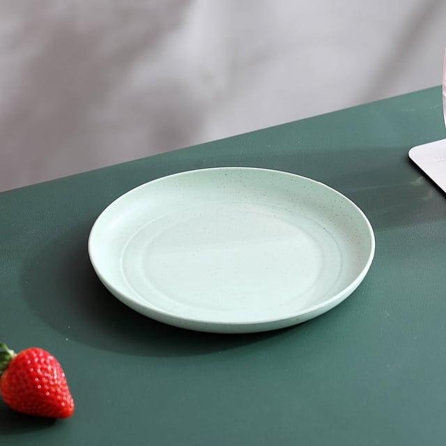 Nvzi-c 6pcs 5.9 Inches Lightweight Mini Wheat Straw Plates,Reusable Plate Set Dishwasher & Microwave Safe,Unbreakable Deep Dinner Plates,They are easy to clean,Green