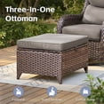 thumbnail image 3 of Opohoro 7 PCS Outdoor Patio Conversation Set, Weather Resistant Wicker Sofa Set with Patio Swivel Chairs and Ottomans for Deck, Backyard, Brown/Gray, 3 of 16