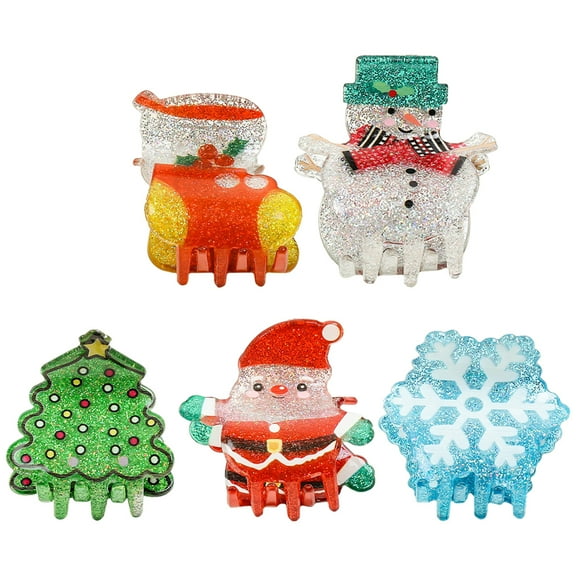 Gymnture 5pcs Small Hair Claw Clips Little Girls Hair Clips Cute Hair Clips Christmas Hair Accessories