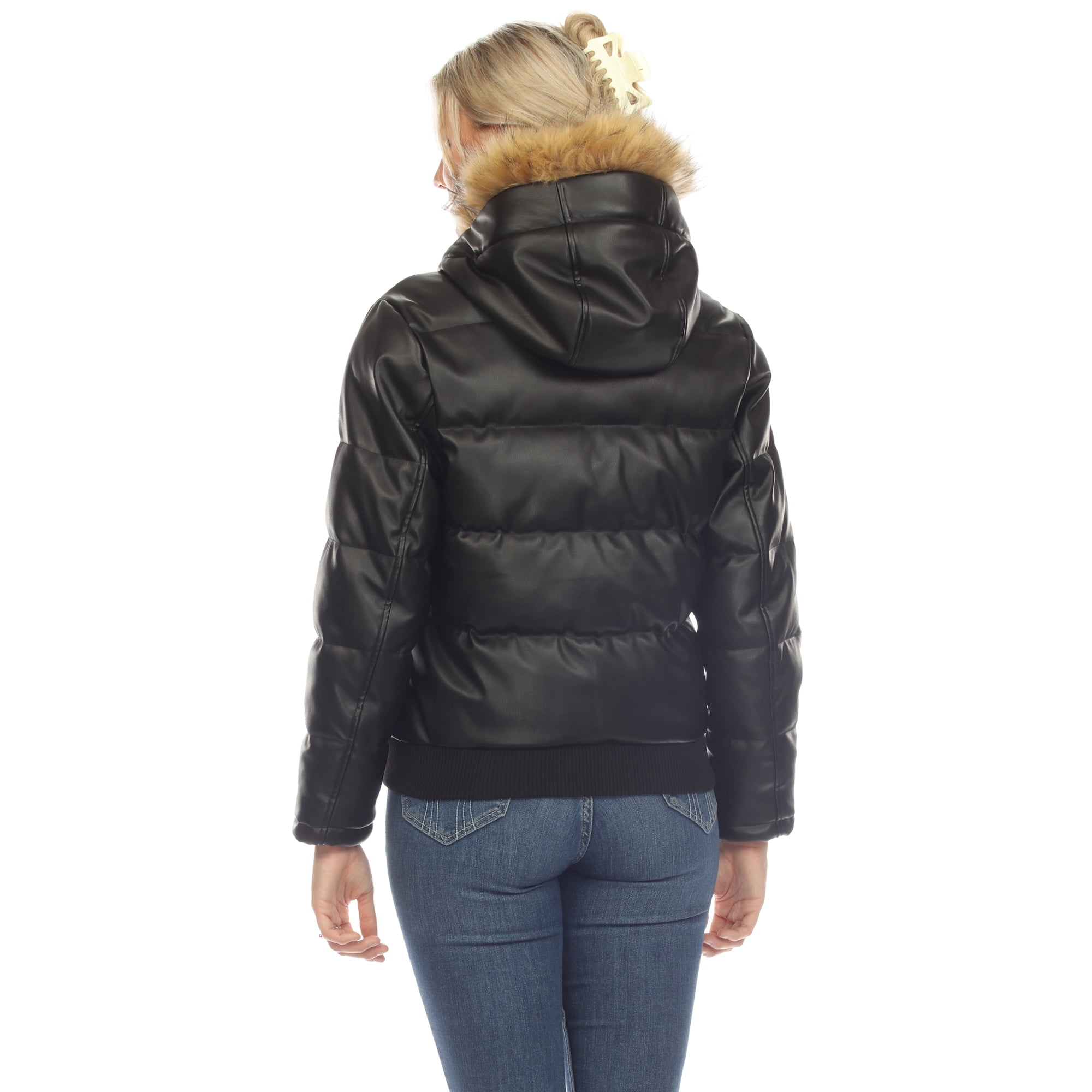 White Mark Fashion's Faux Leather Puffer Jacket
