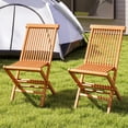thumbnail image 2 of Gymax Teak Wood Patio Chairs Set of 4 Outdoor Folding Chairs w/ High Back for Dining, 2 of 10