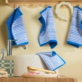 thumbnail image 3 of TOWN & COUNTRY PLAY 4-Piece Striped Reversible Terry Brights Washcloth Set, 13"x13", 100% BCI Cotton, Plush & Absorbent 550GSM, Ocean Blue, 3 of 8