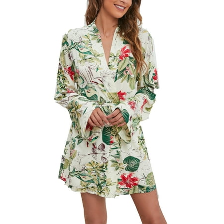 

Richie House Plus Size Robes Women Wrap Floral Print Sleep Lounge Kimono Robe RHW2928-A-S