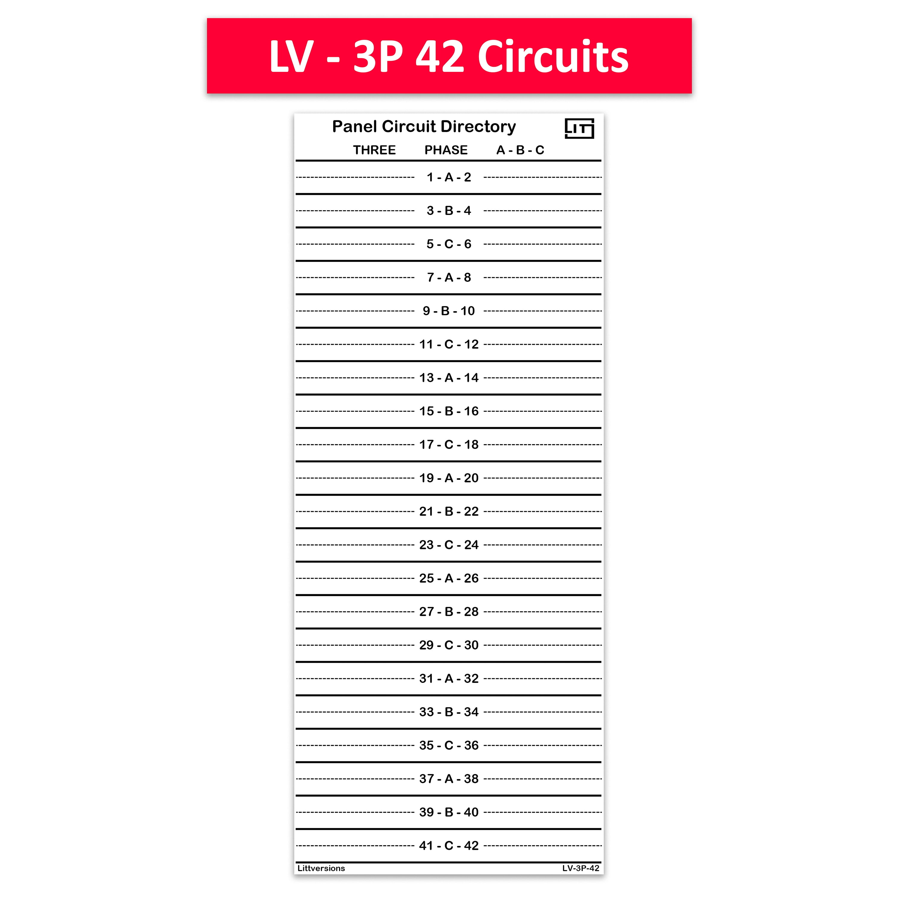 LV 208V 347V 480V 575V 600V 3 Phase Circuit Breaker Panel Directory ...