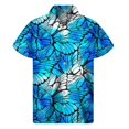 thumbnail image 3 of Camisa con solapa de mariposa colorida para hombre, camisas hawaianas con estampado 3D de insectos, blusas de manga corta estilo Harajuku, blusa con botones a la moda, 3 of 5