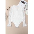 thumbnail image 2 of ABPHQTO Body de manga larga con cuello en V de encaje blanco para mujer, 2 of 5