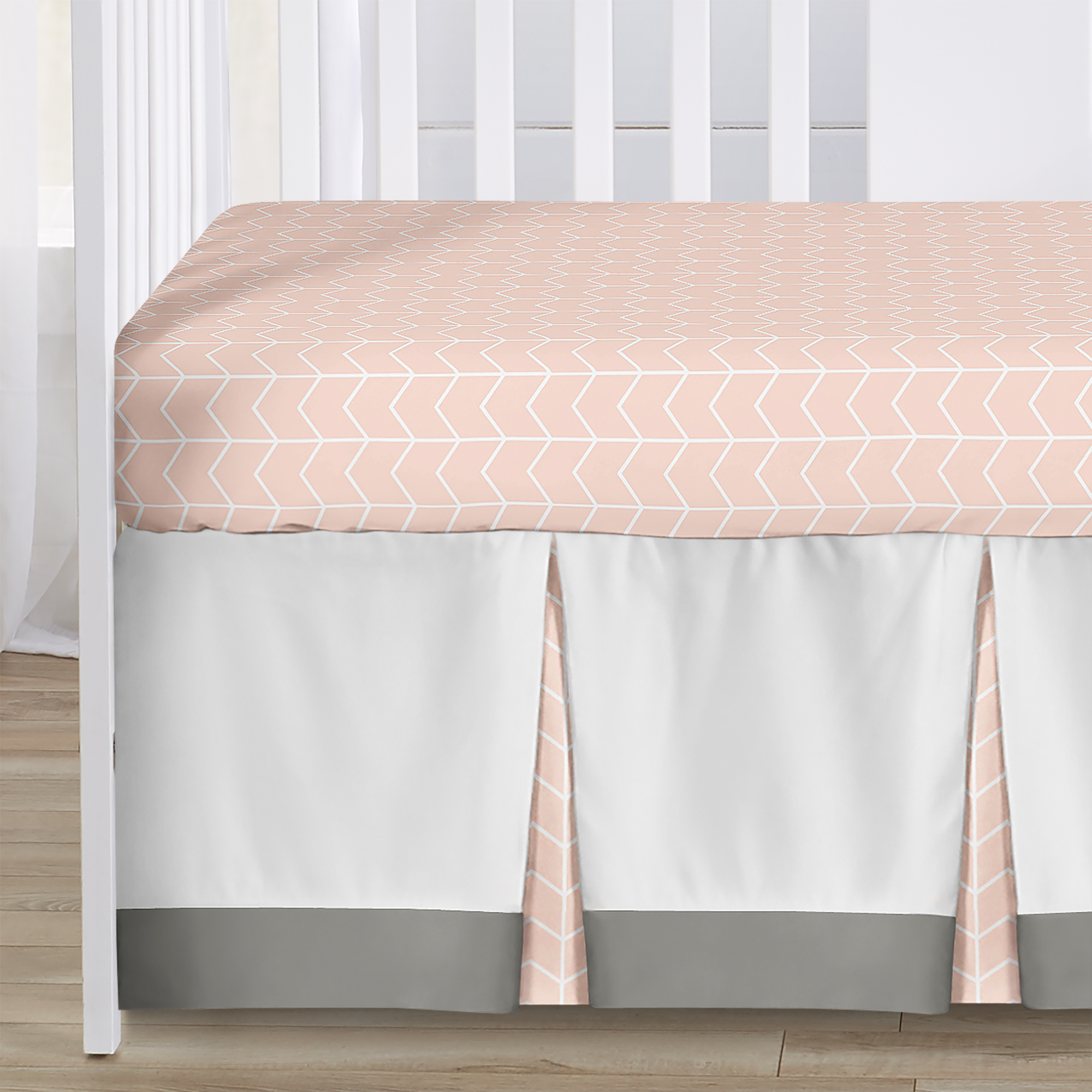 Sweet Jojo Designs Elephant Pink Grey and White 4 Piece Crib Bedding Set