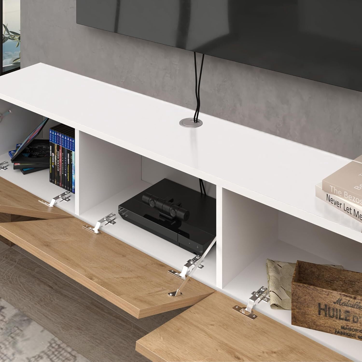 HomeStock Artisanal Abode Floating TV Stand, TV Stand up to 75 inch TV, Floating TV Stand Wall Mounted, Floating Entertainment Center, Floating Shelf for Under TV, Floating TV Console-Color:Natural an