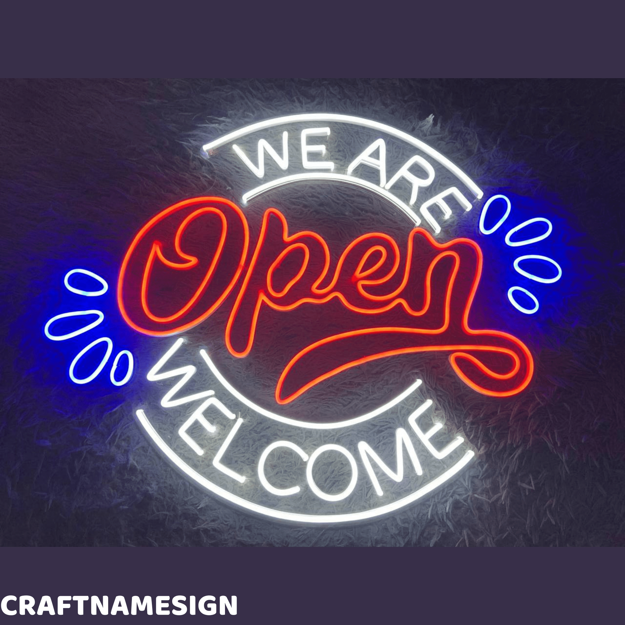 Craftnamesign Open Neon Sign, Welcome Led Light Sign, Open Store Wall Art