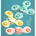 thumbnail image 1 of Juguetes con ventosa, juguetes para bebés con peonza, juguetes giratorios de la serie Ocean, delfín, pez globo, calamar, juguetes con ventosa de 3 piezas, primer regalo de cumpleaños para niños, 1 of 5
