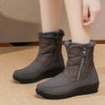 thumbnail image 4 of Bnwani Boots for Women Winter Fashion Pile Toe Flat Mid-Calf Ankle Fleece Warm Snow Boot Brown Size 6.5, 4 of 7