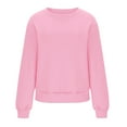 thumbnail image 3 of Women's Oversized Round Neck Fleece Hoodie Casual Comfort Pullover Tops for Women Fall Winter Clothing Soft Warm Loose Fit Sweatshirt for Daily Wear,Pink,XL, 3 of 6