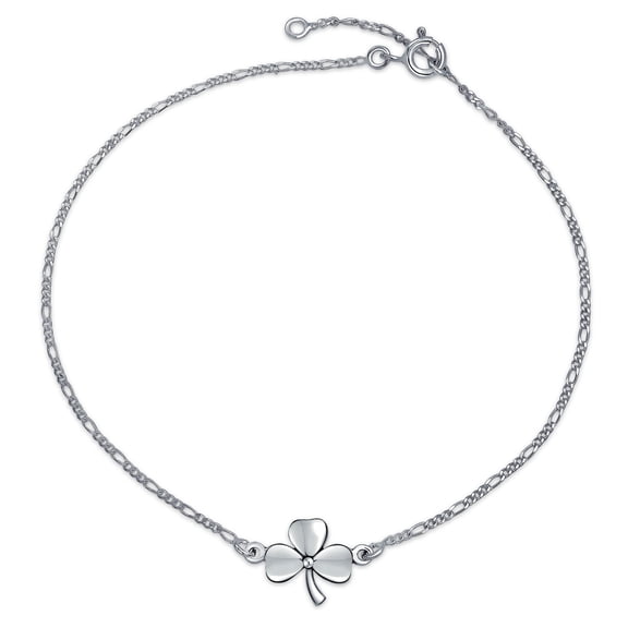 Bling Jewelry Womens Three Leaf Shamrock Anklet Ankle Bracelet Lucky Clover Sterling Silver