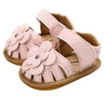 thumbnail image 2 of UTTOASFAY Toddler Shoes Toddler Infant Baby Girls Shoes Leather Sandals Summer Bowknot Flats Flower Shoes Pink 6-12Month, 2 of 6