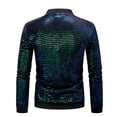 thumbnail image 3 of VSSSJ Men's Sequin Jacket Sparkly 70's Disco Costume Zipper Long Sleeve Stand Collar Party Shiny Bomber Jacket for Men Green S, 3 of 3