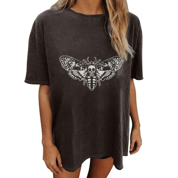 Características de las mujeres Blusa casual de manga corta de verano con estampado retro suelta de manga corta para hombres y mujeres Pompotops hfajkhk141336