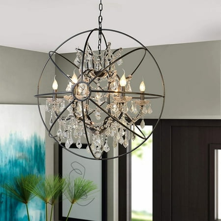 

6 Light Chandelier in Rustic Black Finish - rustic black