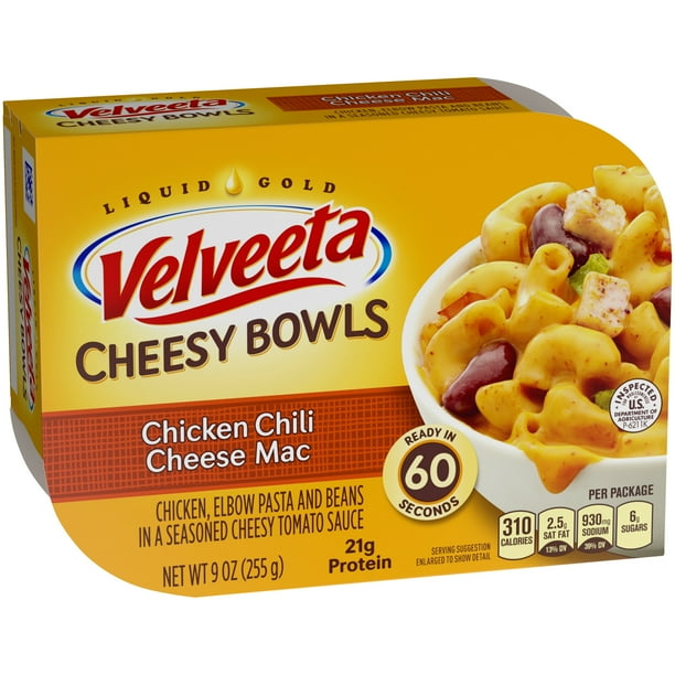 Kraft Velveeta Cheesy Bowls Chicken Chili Cheese Mac 9 oz Sleeve