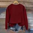 thumbnail image 4 of Cropped Zip Up Hoodie Women Winter Fall Loose Crew Neck Long Sleeve Puff Drop Shoulder Zipperless Heart Print Pullover Ribbed Knit Sweatshirt(Wine,L), 4 of 7