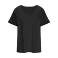 thumbnail image 4 of Plus Size Tshirt for Women 2025 Solid Casual Summer Tops V Neck Short Sleeve T Shirts Dressy Blouse, 4 of 5